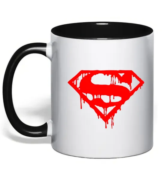 Чашка с цветной ручкой Superman logo Черный фото