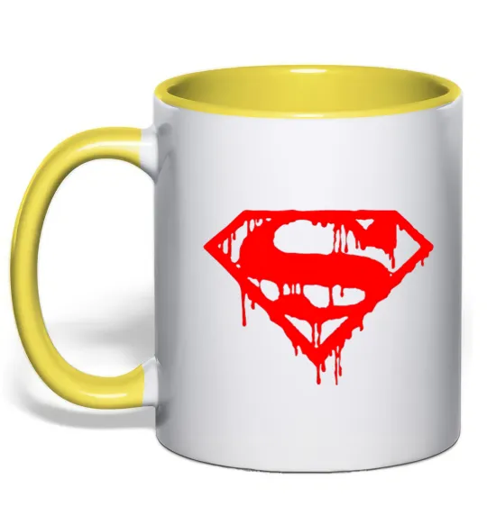 Чашка з кольоровою ручкою Superman logo Лимонний фото
