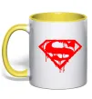 Чашка з кольоровою ручкою Superman logo Лимонний фото