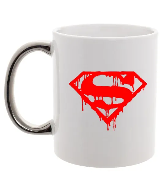 Чашка с цветной ручкой Superman logo Серебро фото