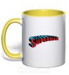 Чашка с цветной ручкой SUPERMAN слово Солнечно желтый фото