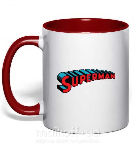 Чашка з кольоровою ручкою SUPERMAN слово Червоний фото