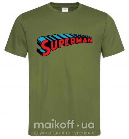 Мужская футболка SUPERMAN слово Оливковый фото