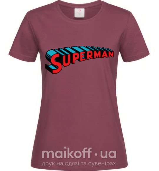 Женская футболка SUPERMAN слово Бордовый фото