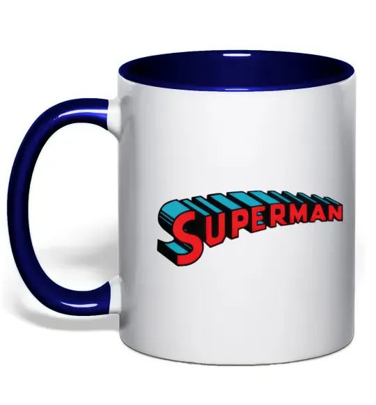 Чашка с цветной ручкой SUPERMAN слово Глубокий темно-синий фото