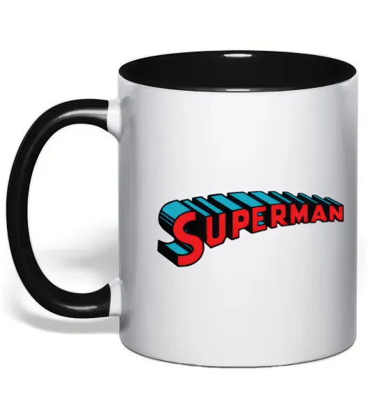 Чашка с цветной ручкой SUPERMAN слово Черный фото