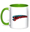 Чашка з кольоровою ручкою SUPERMAN слово Лаймовий фото