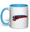 Чашка с цветной ручкой SUPERMAN слово Голубой фото