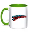 Чашка с цветной ручкой SUPERMAN слово Зеленый фото