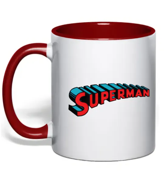 Чашка с цветной ручкой SUPERMAN слово Красный фото