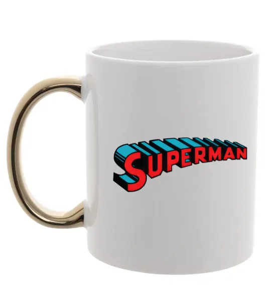 Чашка с цветной ручкой SUPERMAN слово Золото фото