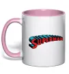 Чашка с цветной ручкой SUPERMAN слово Нежно розовый фото