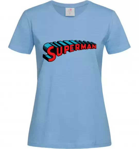 Женская футболка SUPERMAN слово Голубой фото