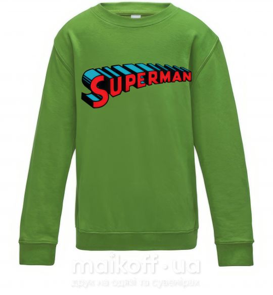 Детский Свитшот SUPERMAN слово Лаймовый фото