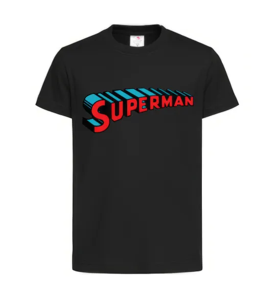 Детская футболка SUPERMAN слово Черный фото