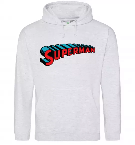 Мужская толстовка (худи) SUPERMAN слово Серый меланж фото