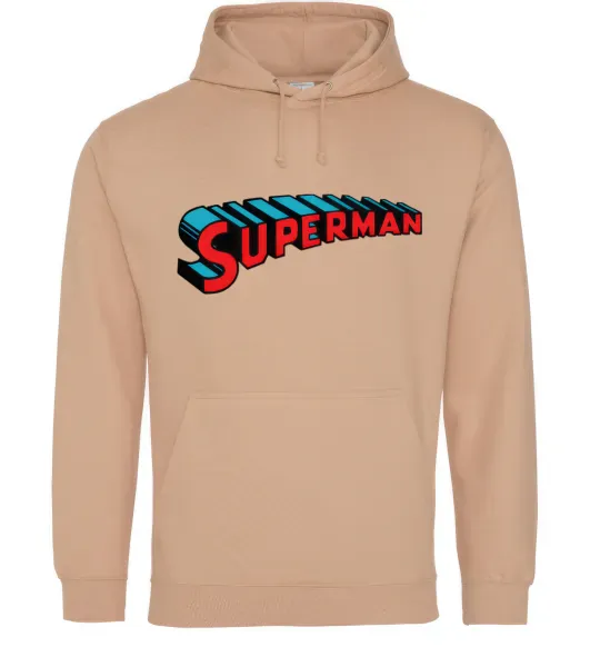 Мужская толстовка (худи) SUPERMAN слово Песочный фото
