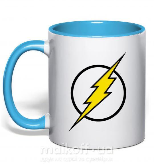 Чашка з кольоровою ручкою logo flash Блакитний фото