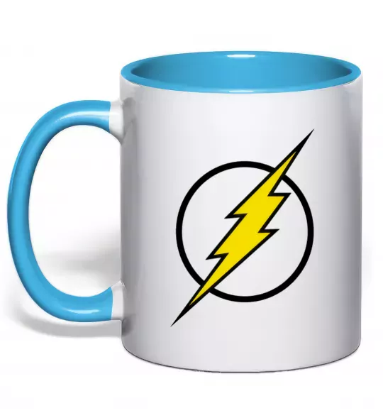 Чашка с цветной ручкой logo flash Голубой фото
