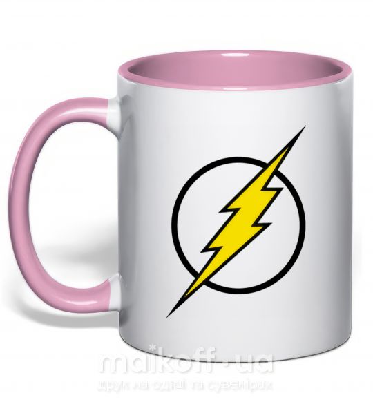 Чашка с цветной ручкой logo flash Нежно розовый фото