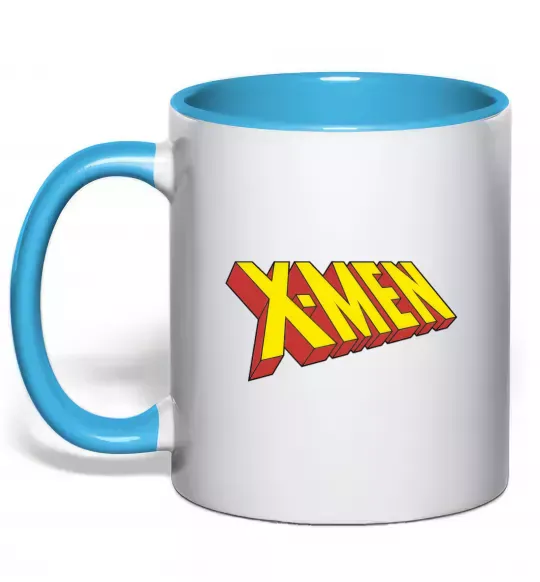 Чашка з кольоровою ручкою X-men Блакитний фото