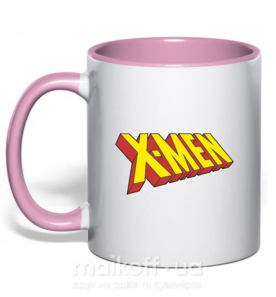 Чашка з кольоровою ручкою X-men Ніжно рожевий фото