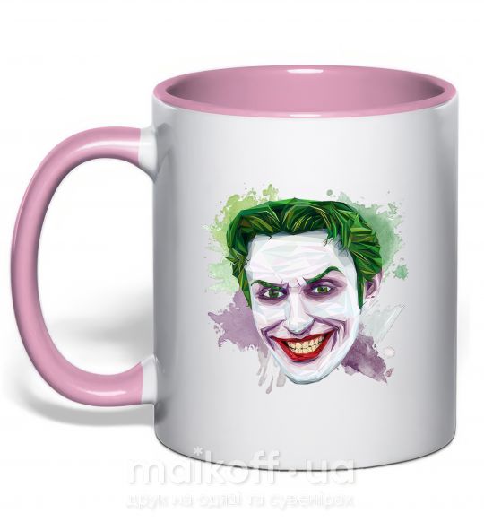 Чашка з кольоровою ручкою Joker paint Ніжно рожевий фото