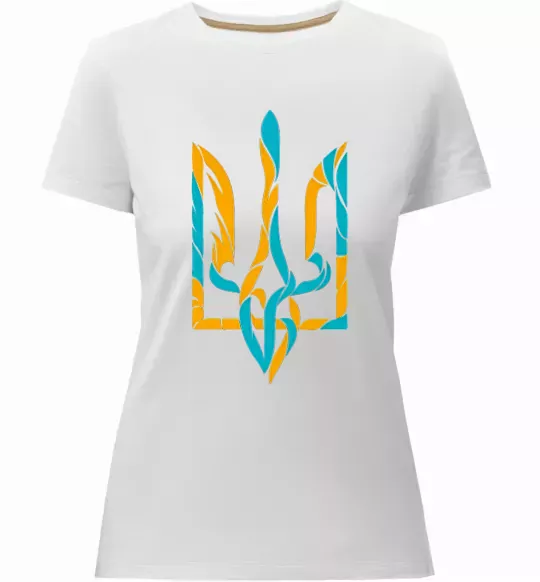 Женская премиум футболка Тризуб weavy gerb Белый фото