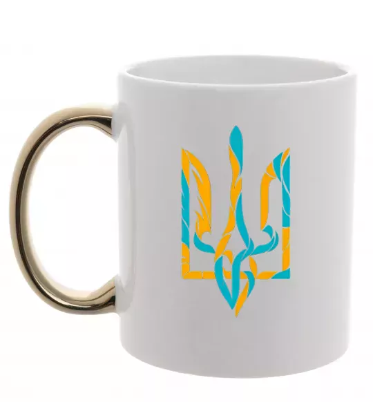 Чашка з кольоровою ручкою Тризуб weavy gerb Золото фото