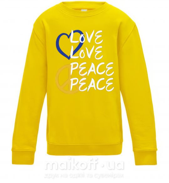 Детский Свитшот LOVE PEACE Солнечно желтый фото