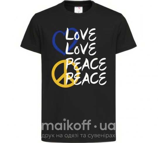 Дитяча футболка LOVE PEACE Чорний фото