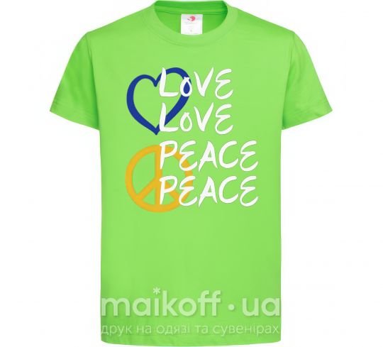 Детская футболка LOVE PEACE Лаймовый фото
