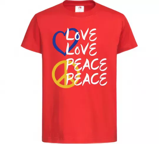 Детская футболка LOVE PEACE Красный фото