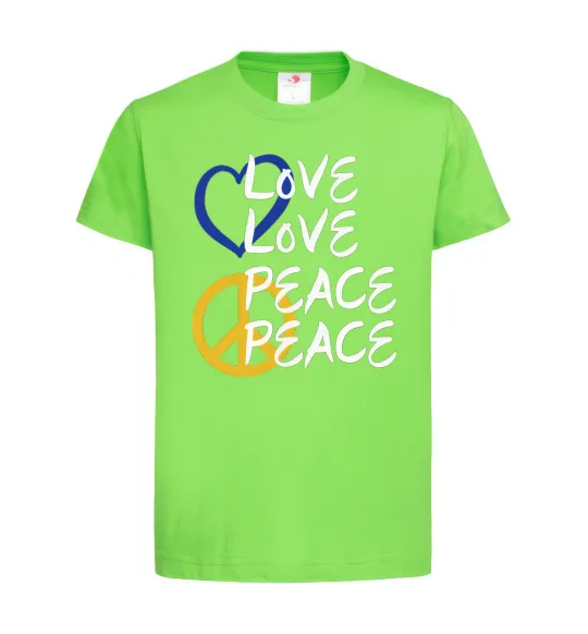 Детская футболка LOVE PEACE Лаймовый фото