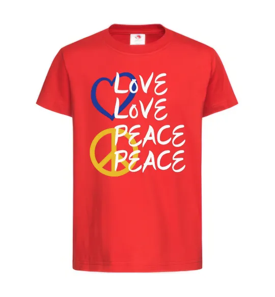 Детская футболка LOVE PEACE Красный фото