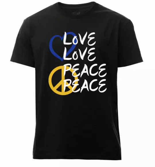 Чоловіча преміум футболка LOVE PEACE Чорний фото