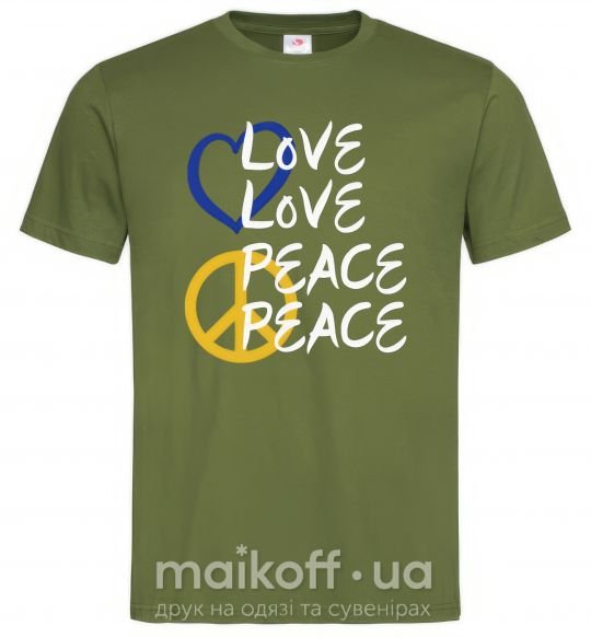 Мужская футболка LOVE PEACE Оливковый фото