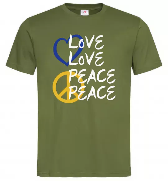 Мужская футболка LOVE PEACE Оливковый фото