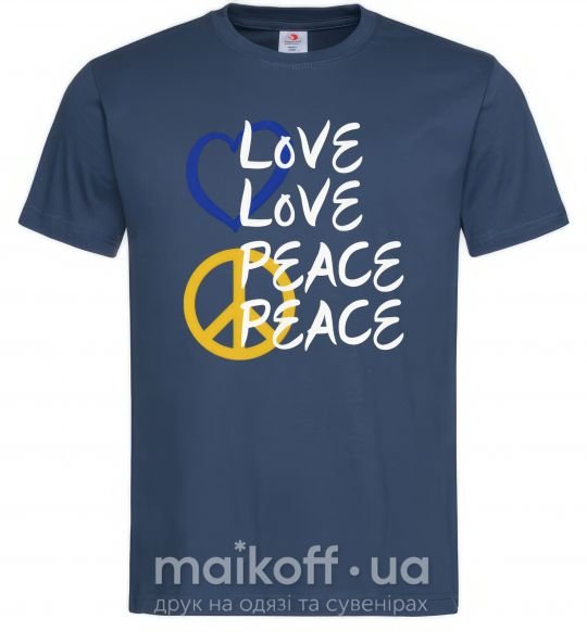 Мужская футболка LOVE PEACE Темно-синий фото