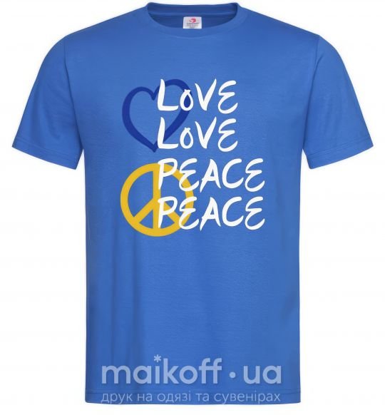Чоловіча футболка LOVE PEACE Яскраво-синій фото