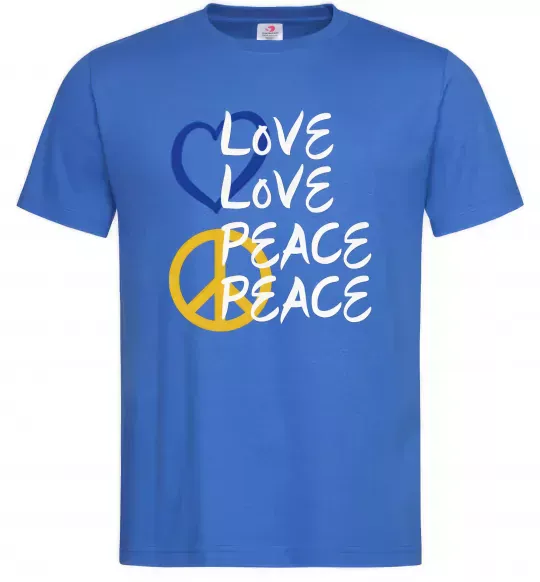 Мужская футболка LOVE PEACE Ярко-синий фото