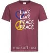 Мужская футболка LOVE PEACE Бордовый фото