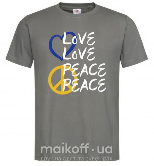 Чоловіча футболка LOVE PEACE Графіт фото