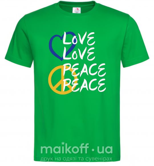 Мужская футболка LOVE PEACE Зеленый фото