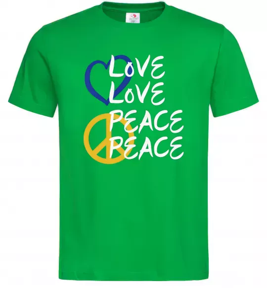 Мужская футболка LOVE PEACE Зеленый фото