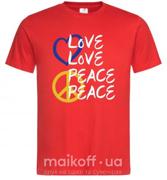 Мужская футболка LOVE PEACE Красный фото