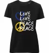 Жіноча преміум футболка LOVE PEACE Чорний фото