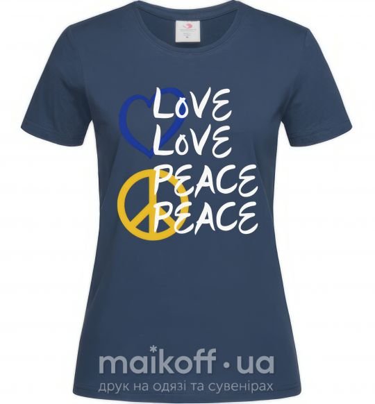Жіноча футболка LOVE PEACE Темно-синій фото
