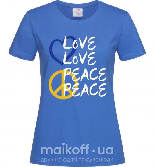 Женская футболка LOVE PEACE Ярко-синий фото