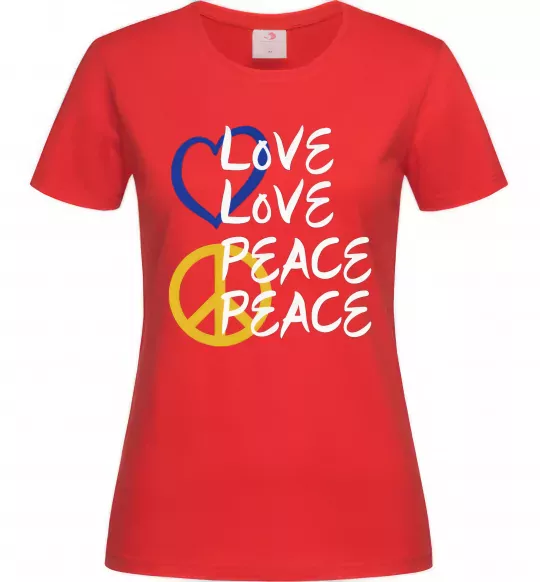 Женская футболка LOVE PEACE Красный фото